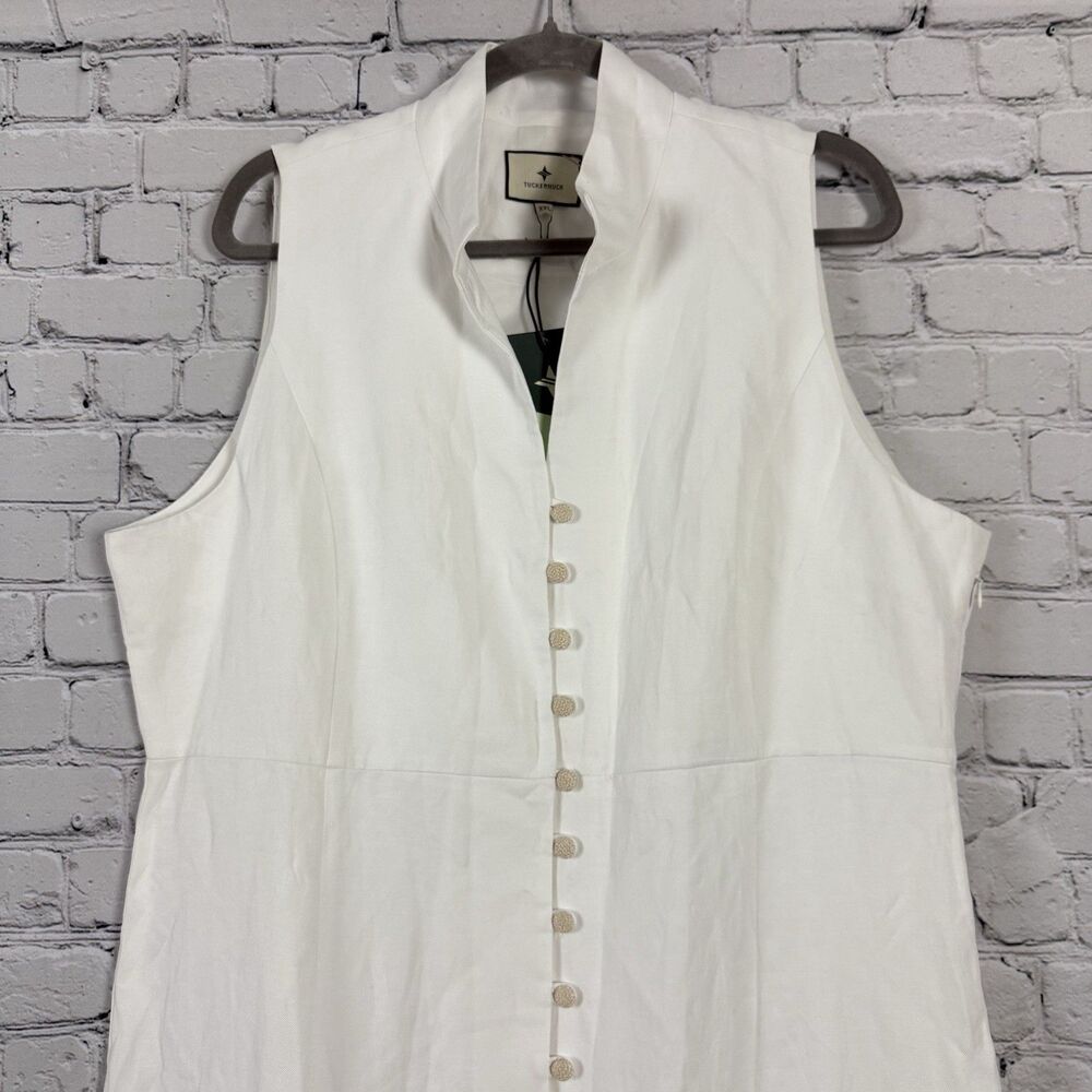 Tuckernuck White Leighton Sleeveless Linen Midi Dress Button Front NWT - Picture 7 of 15